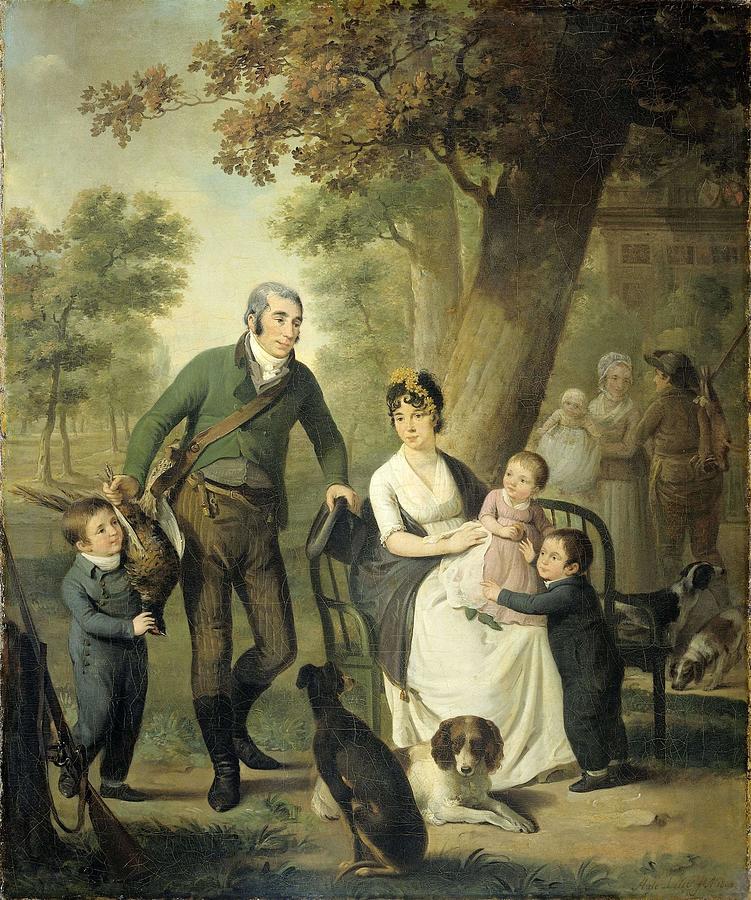 Jonkheer Gysbert Carel Rutger Reinier van Brienen van Ramerus-1771-1821-, with his Wife and four ... Painting by Adriaan de Lelie
