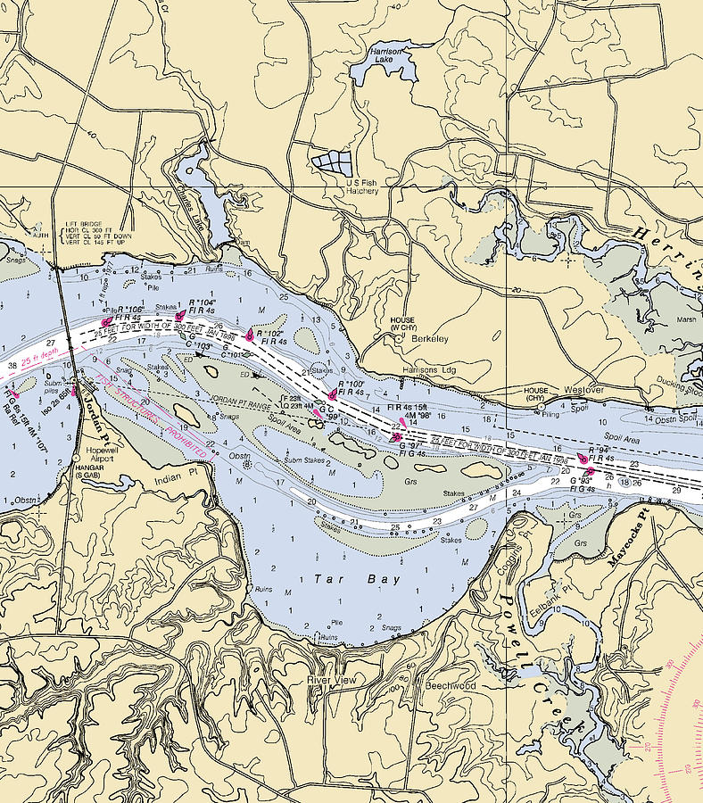 Jordan Point-virginia Nautical Chart Mixed Media by Bret Johnstad