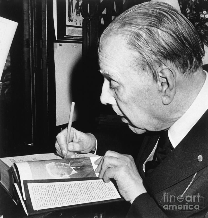 Book Photograph - Jorge Luis Borges Autographs Book by Bettmann