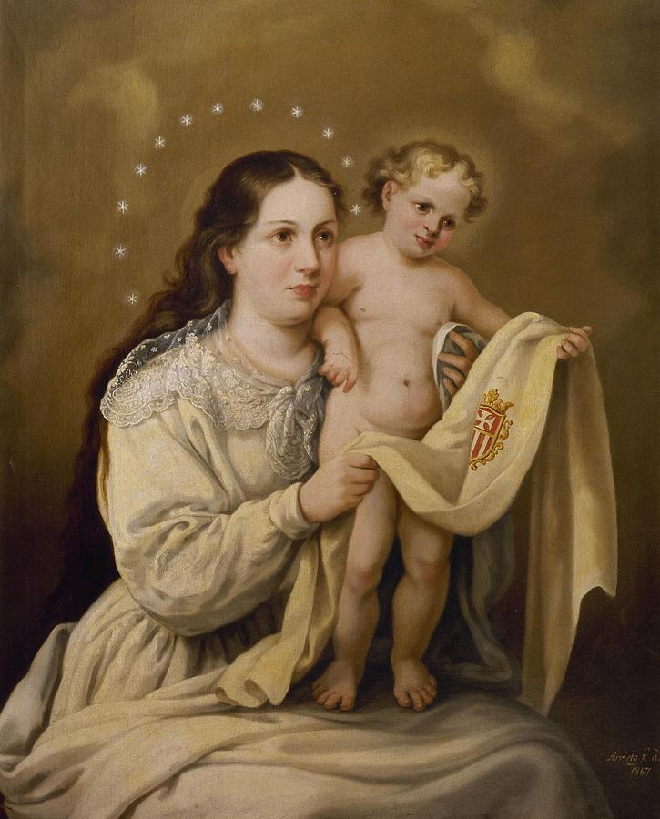 Jose Agustin Arrieta -1802-1874-. virgen De La Merced. Painting by Album