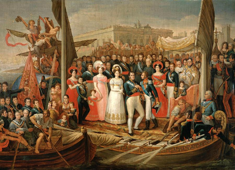 Jose Aparicio / The Boarding of Ferdinand VII in Puerto Santa Maria in October 1st, 1823, 1838. Painting by Jose Aparicio -1773-1838-