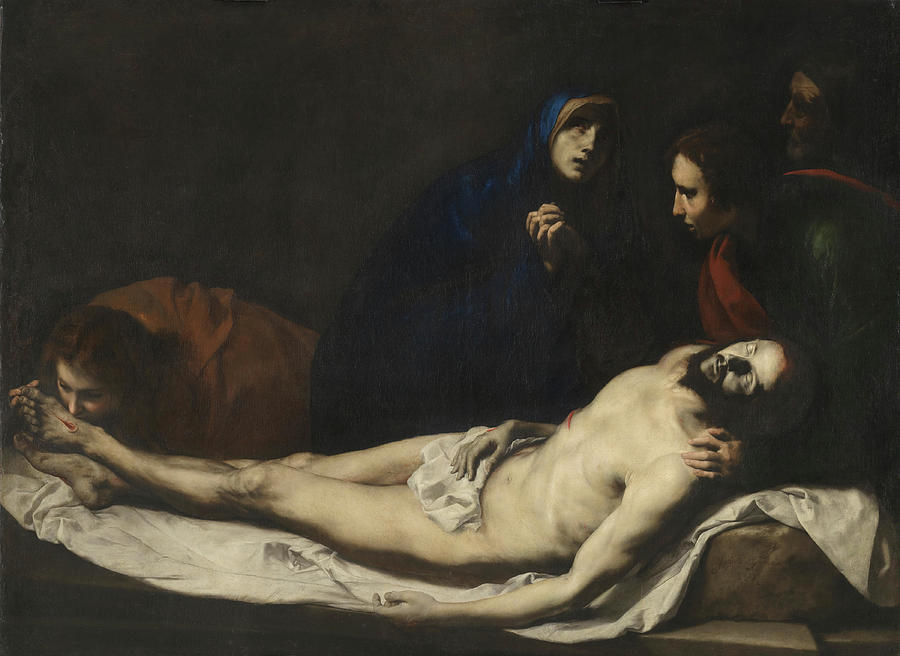 Jose de Ribera -Jativa 1591 - Naples 1652-. The Pieta -1633-. Oil on canvas. 157 x 210 cm. JESUS. Painting by Jusepe de Ribera -1591-1652-