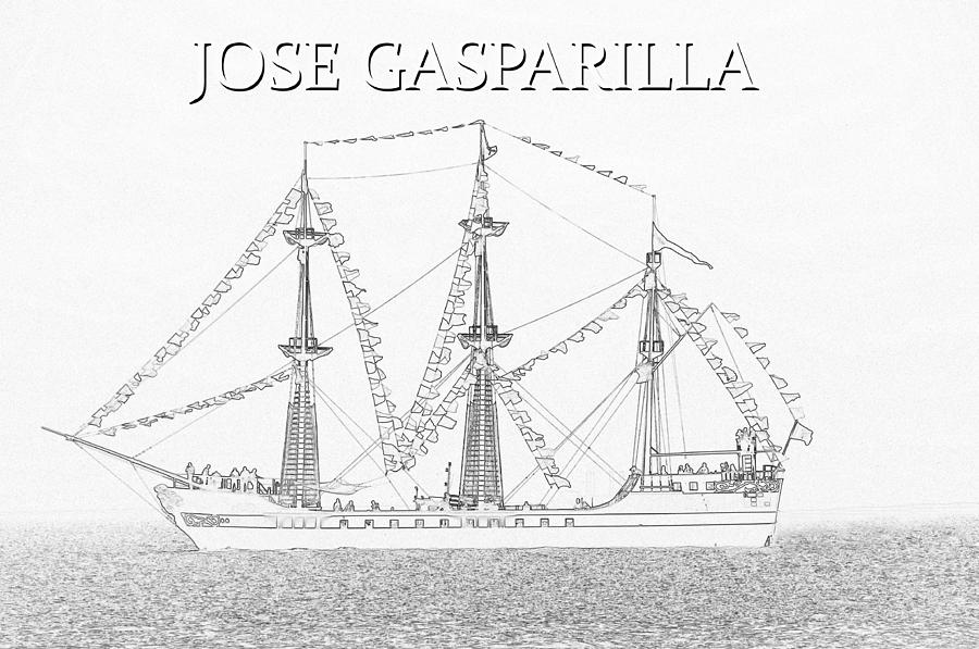 Jose Gasparilla work B Drawing by David Lee Thompson