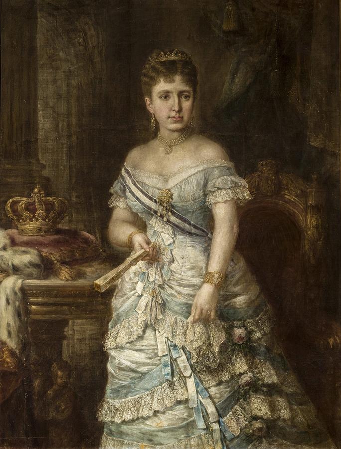 Jose Maria Romero / Portrait Maria Mercedes de Orleans, 1878, Painting -Oil on canvas-, 1.30 x ... Painting by Jose Maria Romero y Lopez -1815-1880-