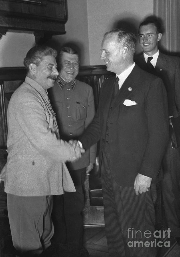 Josef Stalin And Joachim Von Ribbentrop Photograph by Bettmann