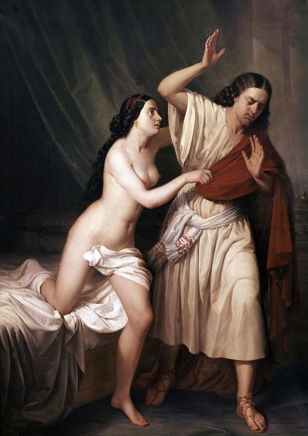 Joseph and Potiphar?s Wife, 1854, Oil on canvas, 205 x 151,5 cm. ANTONIO MARIA ESQUIVEL . Painting by Antonio Maria Esquivel -1806-1857- Joseph and Potiphar?s Wife, 1854, Oil on canvas, 205 x 151,5 cm. ANTONIO MARIA ESQUIVEL . Painting by Antonio Maria Esquivel -1806-1857-