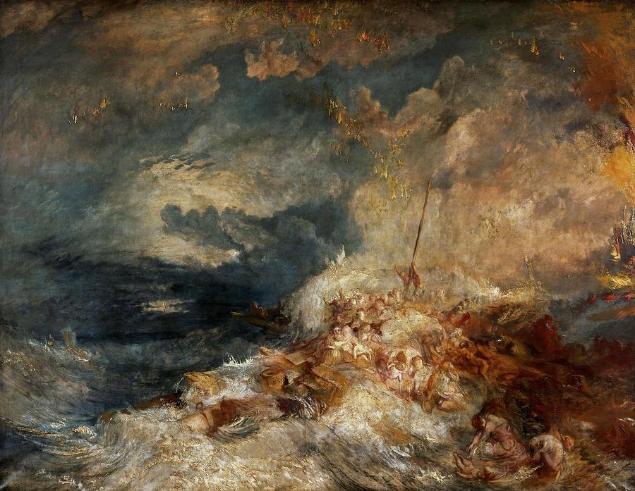 Joseph Mallord William Turner / Fire at Sea, c. 1835, Oil on canvas, 171 x 220 cm. Painting by Joseph Mallord William Turner -1775-1851-