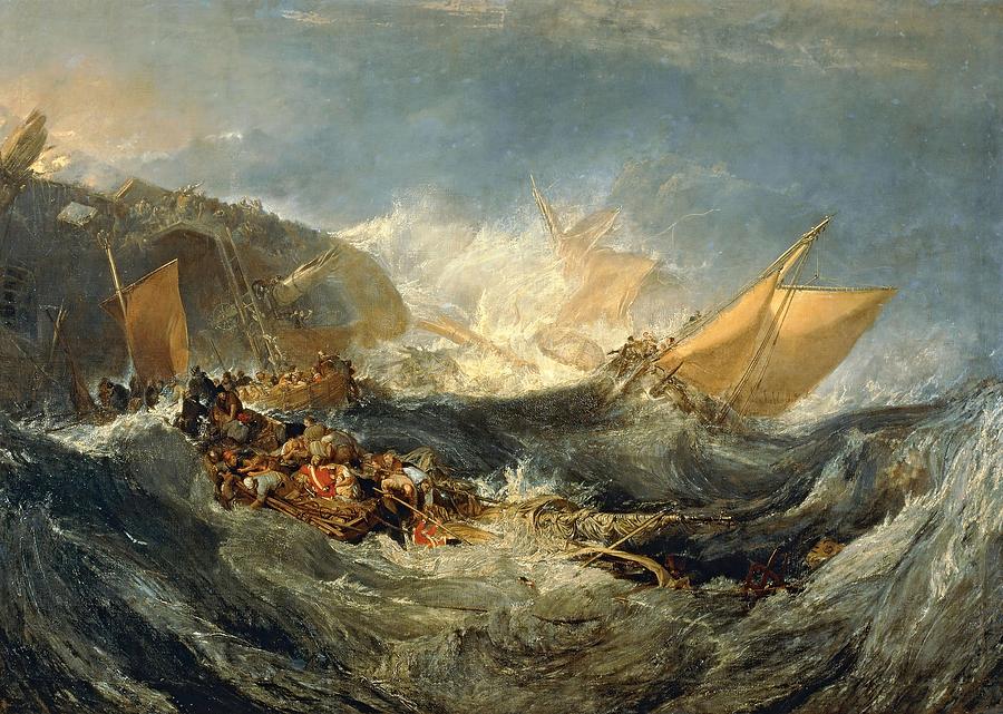 Joseph Mallord William Turner / The Wreck of a Transport Ship, 1805, Oil on canvas, 170 x 241 cm. Painting by Joseph Mallord William Turner -1775-1851-