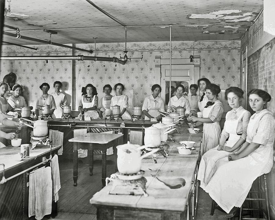 Joseph Pennell - Chapman High School Home Economics class in session, 1913 Painting by Celestial Images