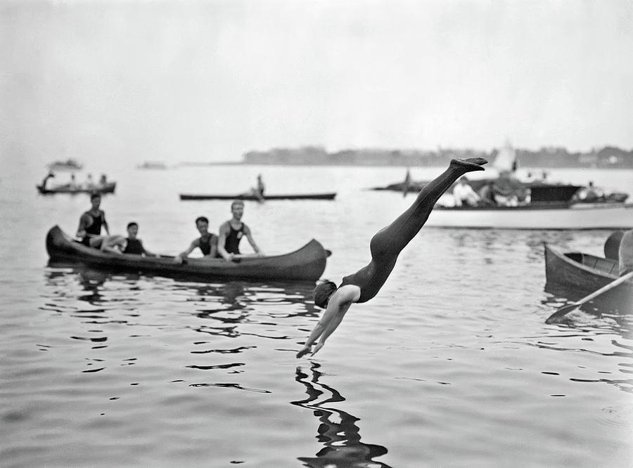 Josephine Bartlett at womens swimming contests at Sheepshead Bay, Brooklyn, New York City, July 16, Painting by Celestial Images