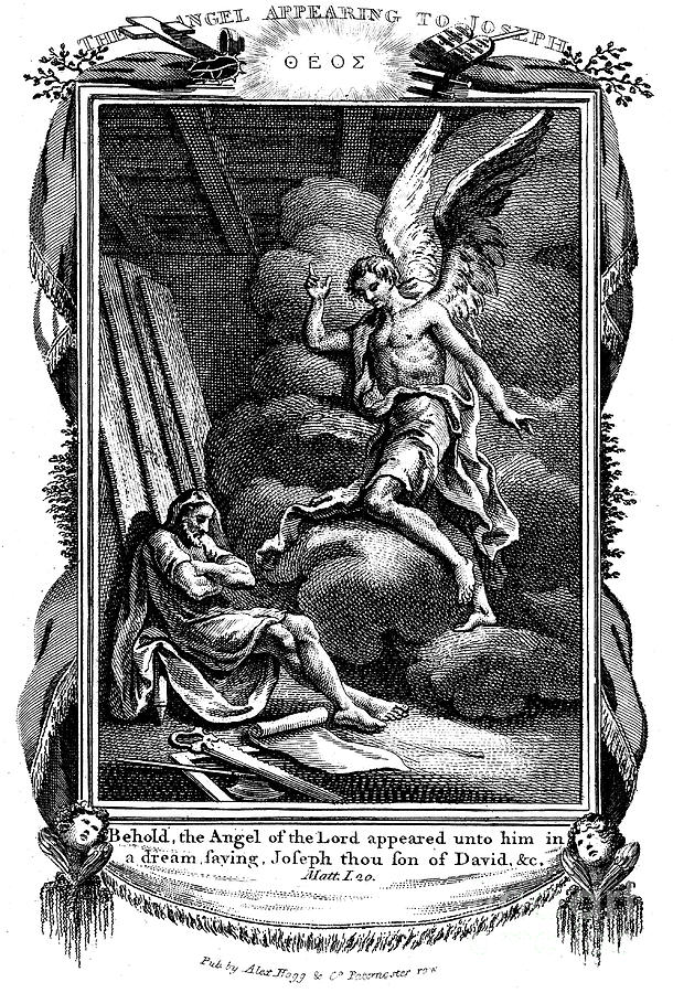 Josephs Dream Behold, The Angel Drawing by Print Collector