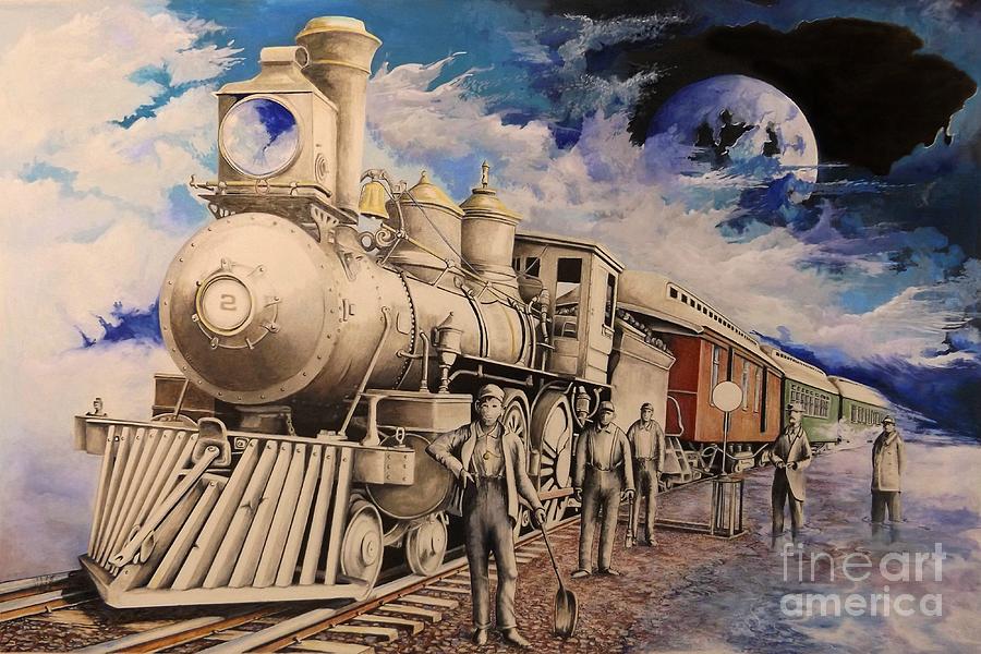 Train Drawing - Journey Through The Mists Of Time by David Neace Train Drawing - Journey Through The Mists Of Time by David Neace