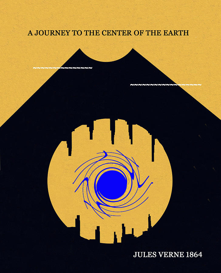 Journey to the center of the Earth minimalism book cover art Digital Art by David Lee Thompson