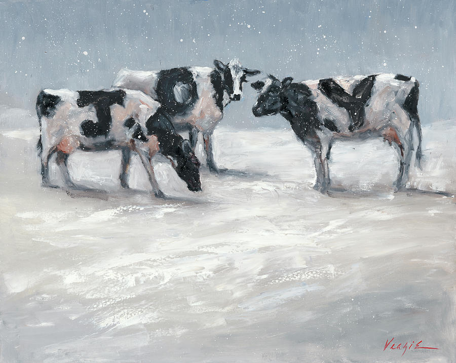 Cow Painting - Joy Cows by Mary Miller Veazie