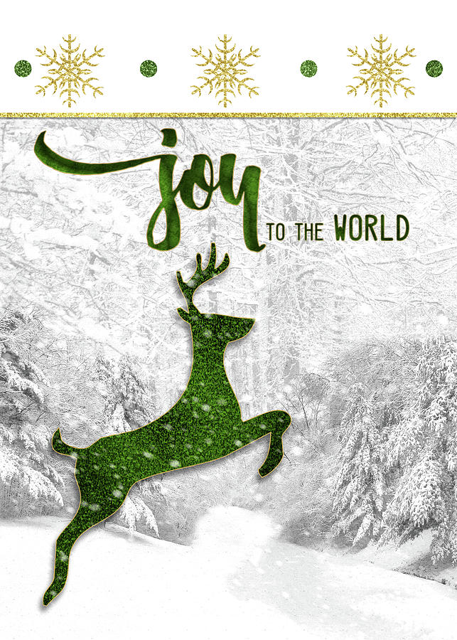 Joy to the World Leaping Reindeer Digital Art by Doreen Erhardt