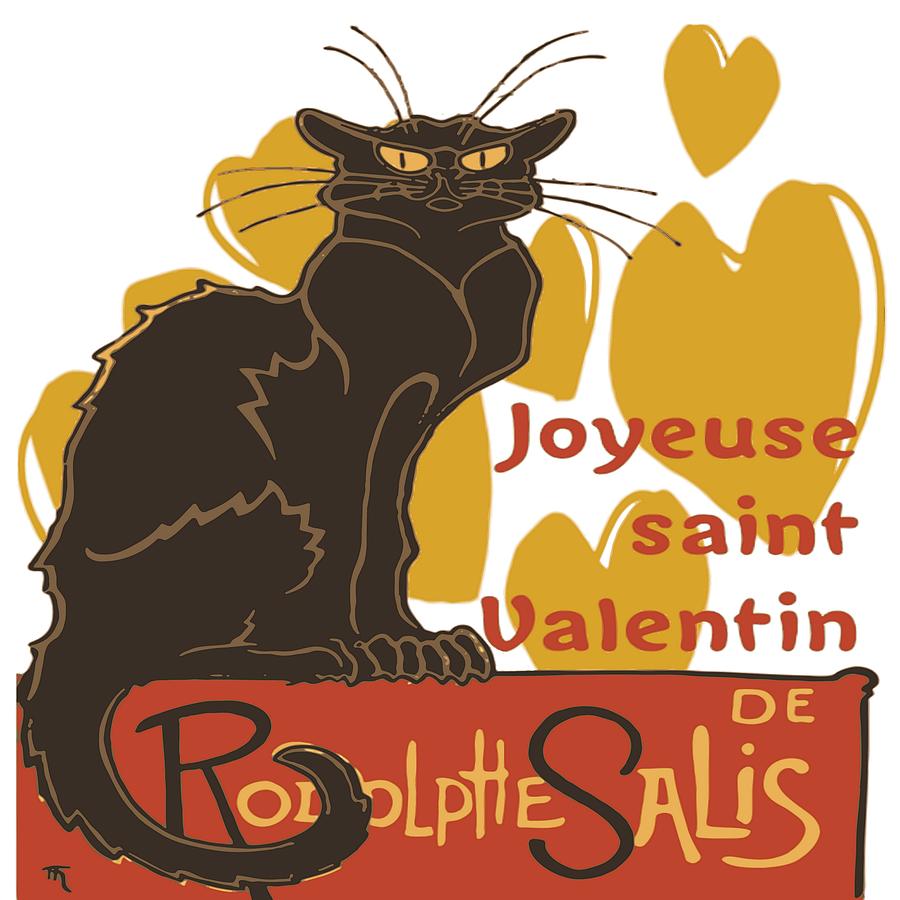 Joyeuse saint Valentin Le Chat Noir Parody Digital Art by Taiche Acrylic Art