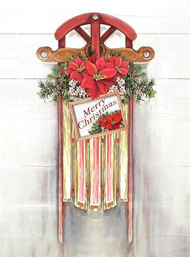 Joyeux Noel Sleigh Mixed Media By Diannart