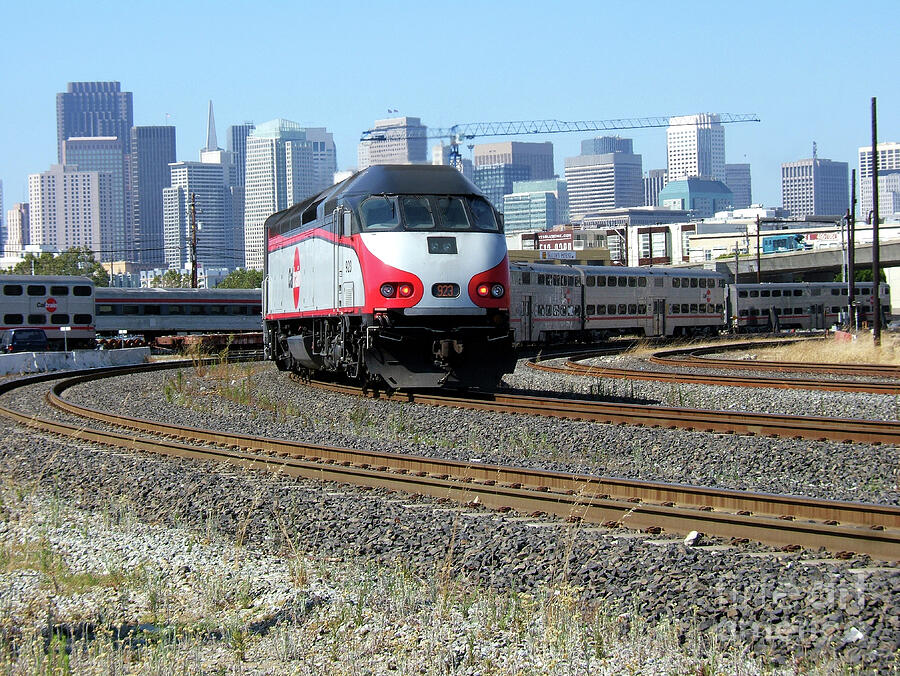 JPBX 923, Baby Bullet Train with SF Skyline, CalTrain Photograph by Wernher Krutein