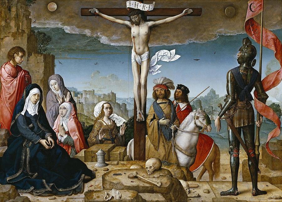Juan de Flandes / Crucifixion, 1509-1518, Spanish-Flemish School, Oil on panel. JESUS. Painting by Juan de Flandes -c 1460-c 1519-