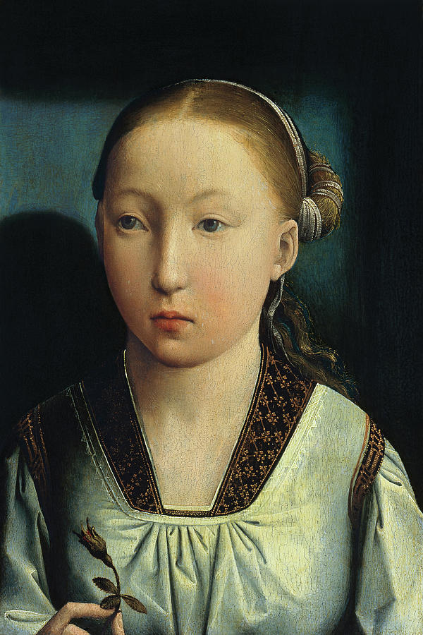 Juan de Flandes -Documented in 1496 - Palencia, 1519-. Portrait of an Infanta. Catherine of Arago... Painting by Juan de Flandes -c 1460-c 1519-