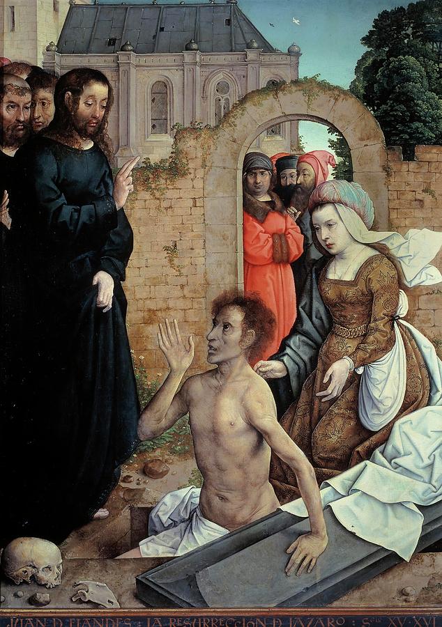 Juan de Flandes / The Resurrection of Lazarus, 1514-1519, Spanish-Flemish School, Oil on panel. Painting by Juan de Flandes -c 1460-c 1519-