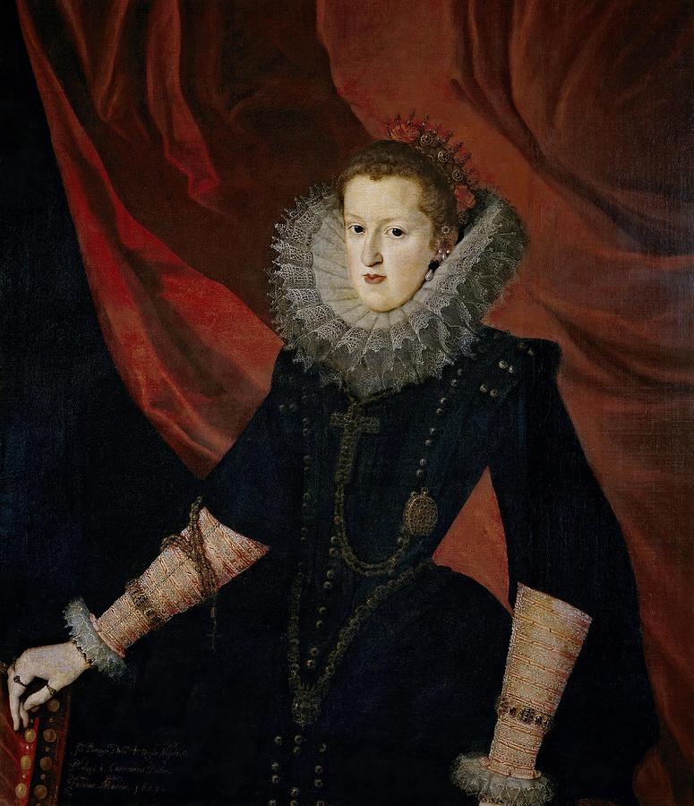 Juan Pantoja de la Cruz / Margaret of Austria, Queen of Spain, 1607, Spanish Schoo. Painting by Juan Pantoja de la Cruz -1554-1608-