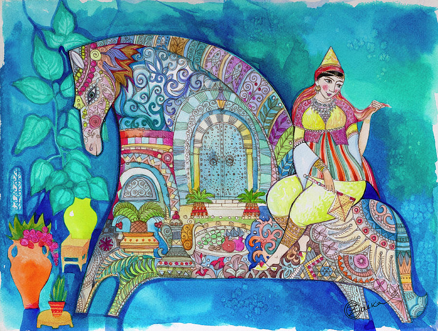Horse Painting - Judaica Medina by Oxana Zaika
