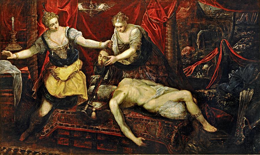 Judith and Holofernes, 16th century, Italian School, Canvas, 198 cm... Painting by Tintoretto -1518-1594-