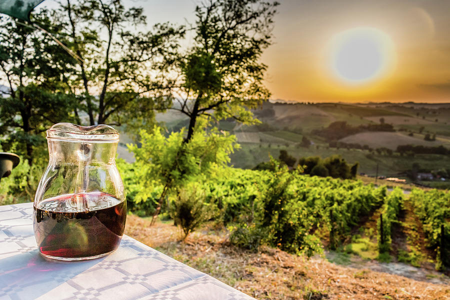 Jug Of Wine On Table In Countryside Photograph by Vivida Photo PC ...