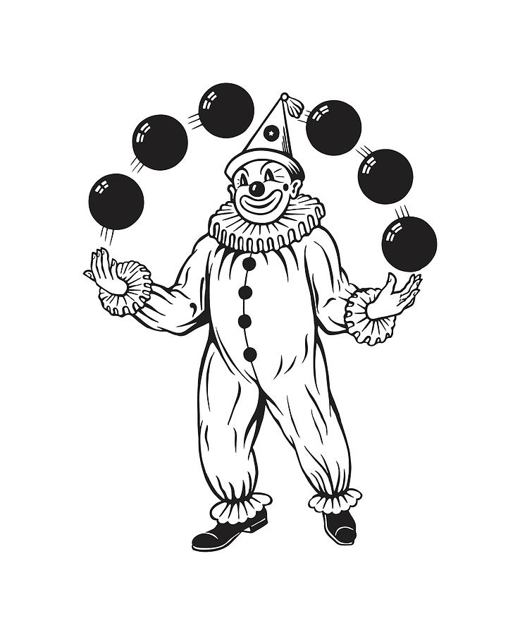 Black And White Drawing - Juggling Clown by CSA Images