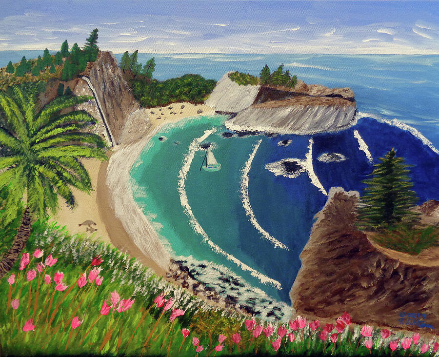 Julia Pfeiffer Burns State Park Cove Painting by Frank Littman