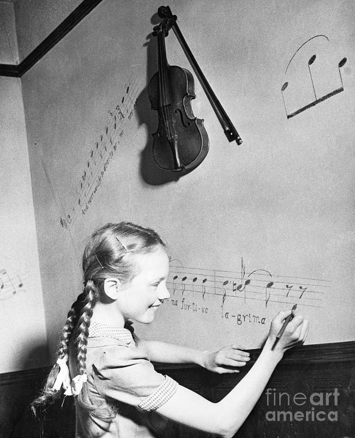 Julie Andrews Writing Music On Wall Photograph by Bettmann