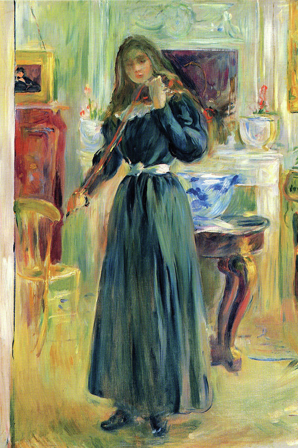 Julie playing violin Painting by Berthe Morisot