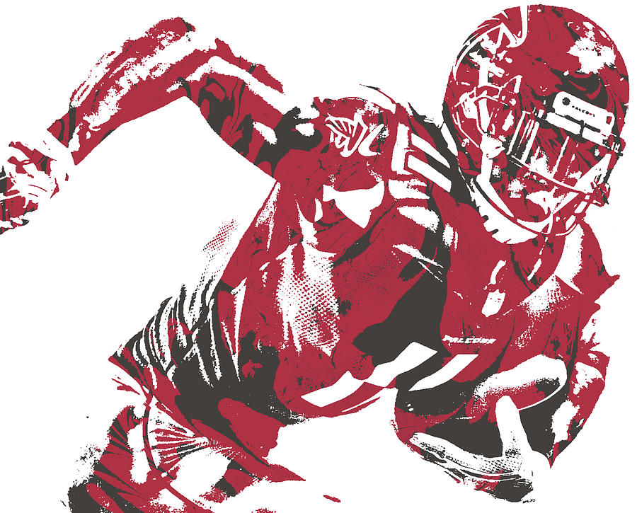 Julio Jones Atlanta Falcons Pixel Art 4 Greeting Card by Joe Hamilton