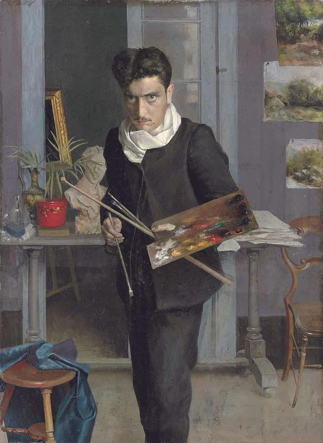 Julio Romero de Torres, selfportrait ca. 1905 Painting by Celestial Images