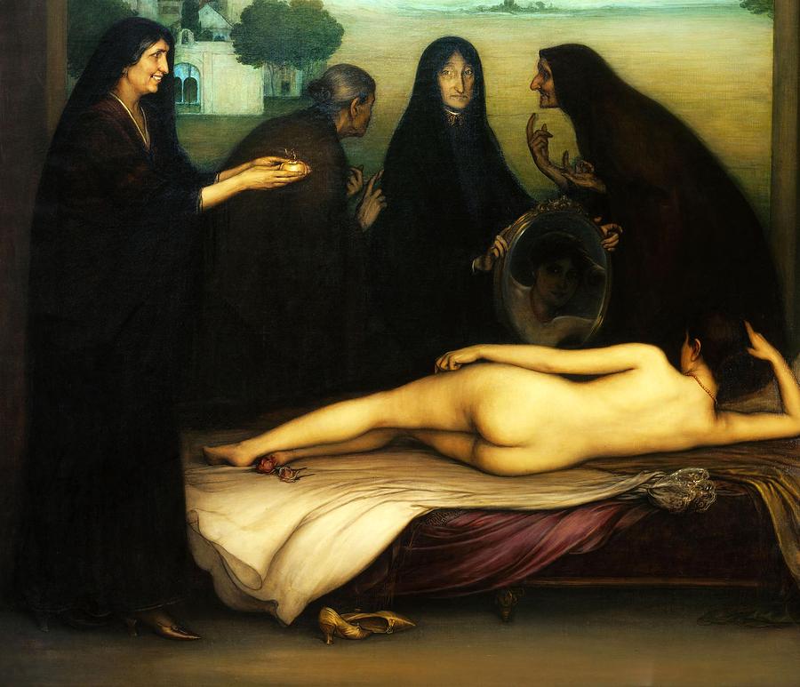 Julio Romero de Torres / The Sin, 1913, Oil on canvas, 183 x 200 cm. Painting by Julio Romero de Torres -1874-1930-