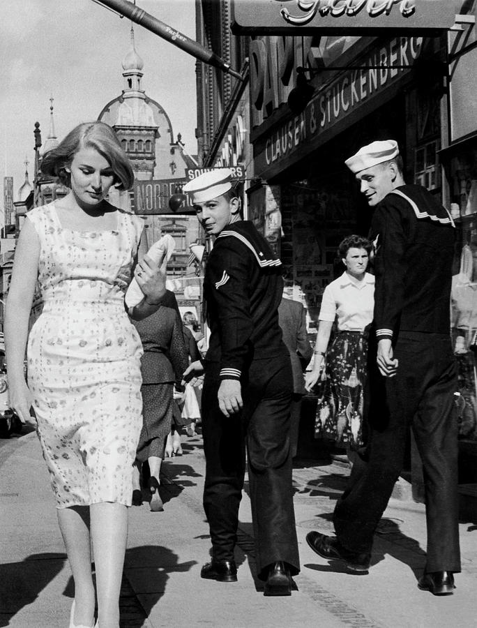 July 1958. Copenhagen. American Sailors Photograph by Keystone-france