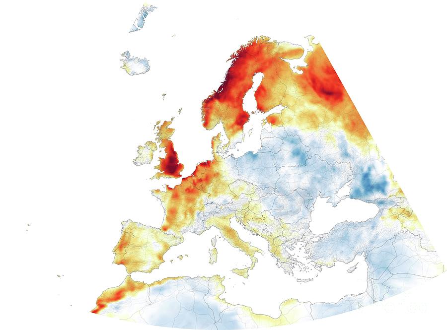 July 2019 European Heat Wave Photograph by Nasa/science Photo Library
