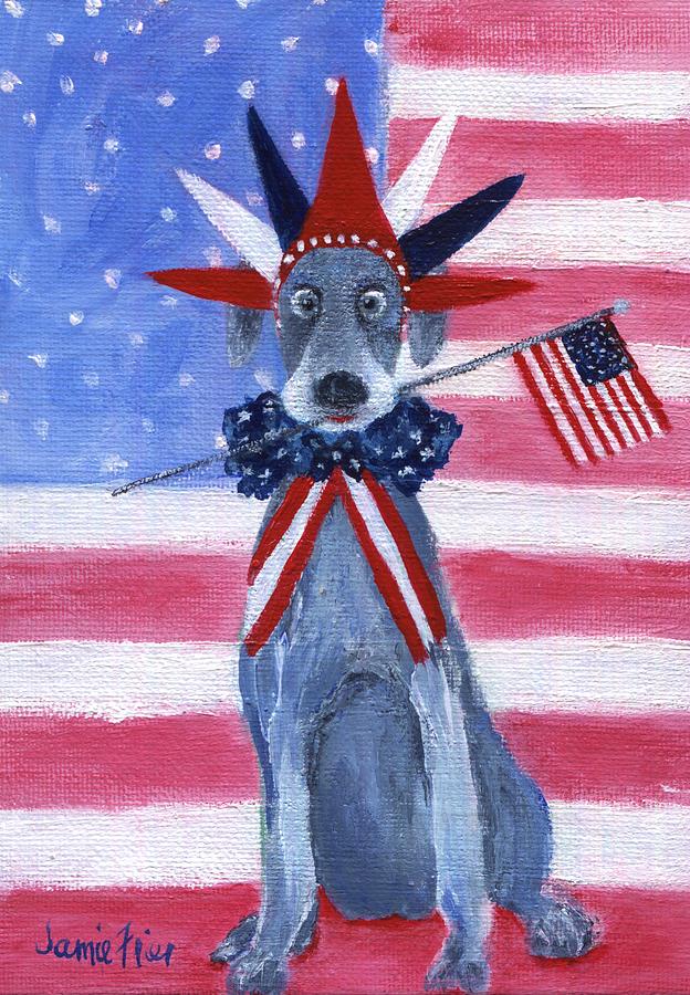 July 4th Weimaraner Painting
