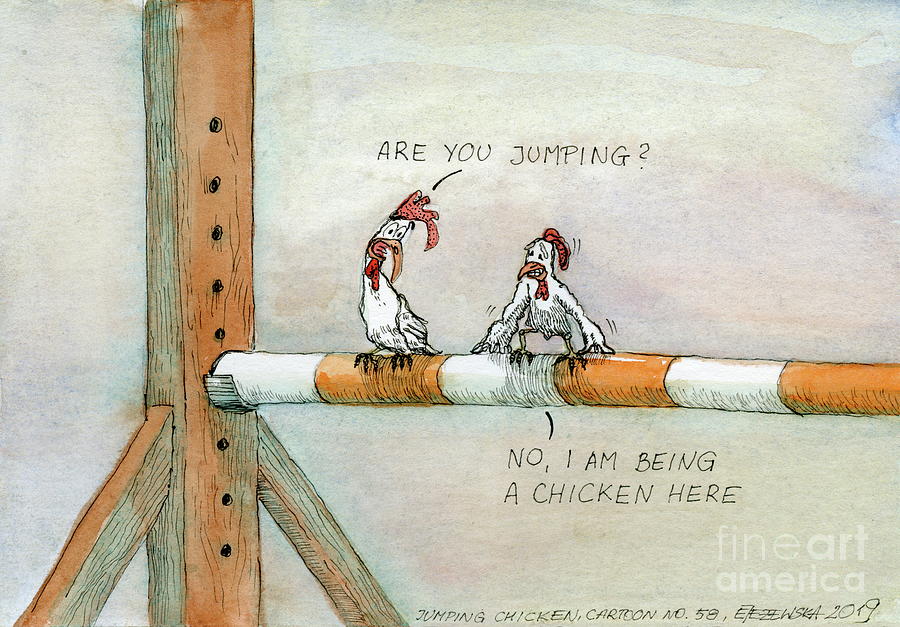 Jumping chicken Painting by Elzbieta Jezewska Pixels