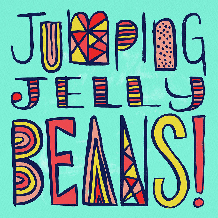 Jumping Jelly Beans Painting by Jen Montgomery