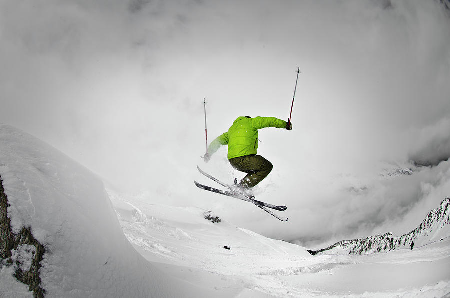 Skiing Photograph - Jumping Of Rock by Camilla Hylleberg Photography