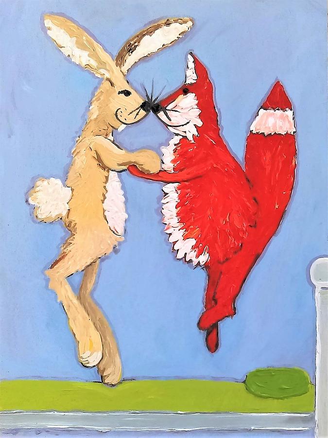Acrylic Painting - Jumping on the Bed by Caroline Sainis Acrylic Painting - Jumping on the Bed by Caroline Sainis