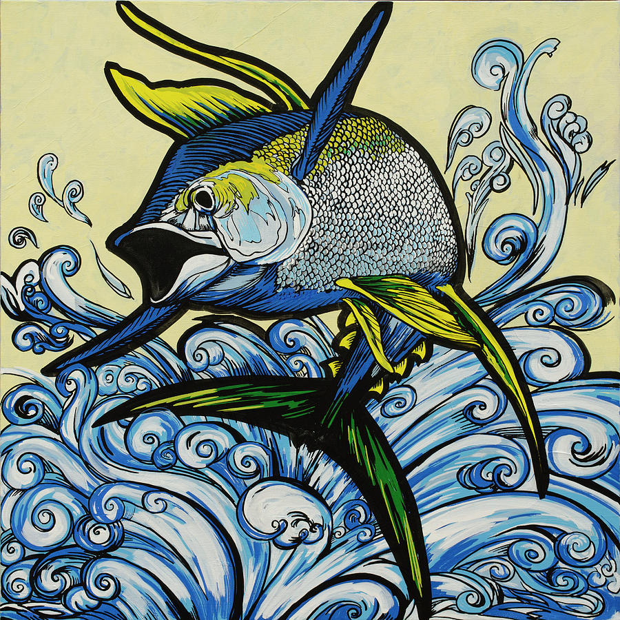 Jumping Tuna Painting by John Gibbs