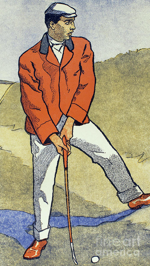 June, July, detail from 1931 Golfing Calendar Drawing by Edward Penfield