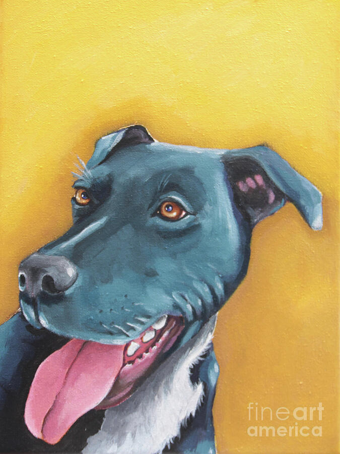 Sunny Dog Portrait Painting by Lucia Stewart