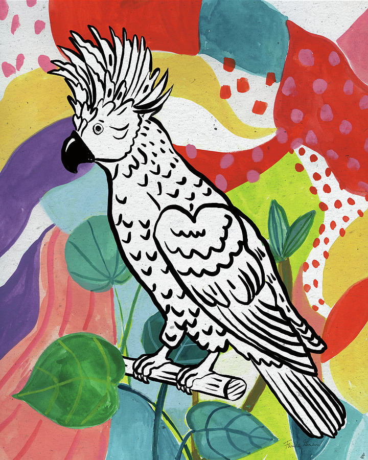 Abstract Painting - Jungle Cockatoo by Farida Zaman