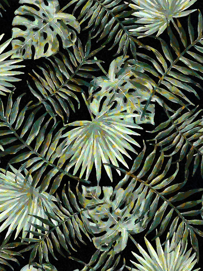 Jungle Dark Tropical Leaves Digital Art by Menega Sabidussi
