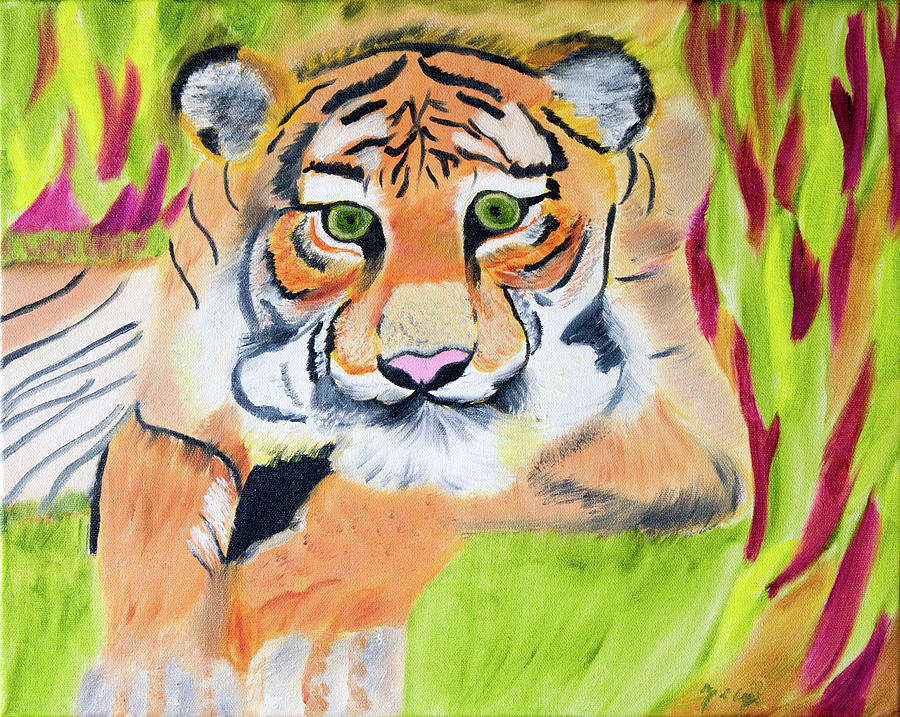 Jungle Painting - Jungle Eyes by Meryl Goudey
