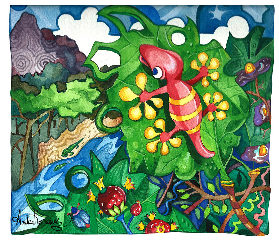 Jungle Painting - Jungle leaf by Analisa Hernandez